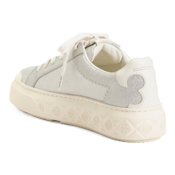 TORY BURCH Leather Ladybug Sneakers Silver Glitter Multi - Picture 2 of 2